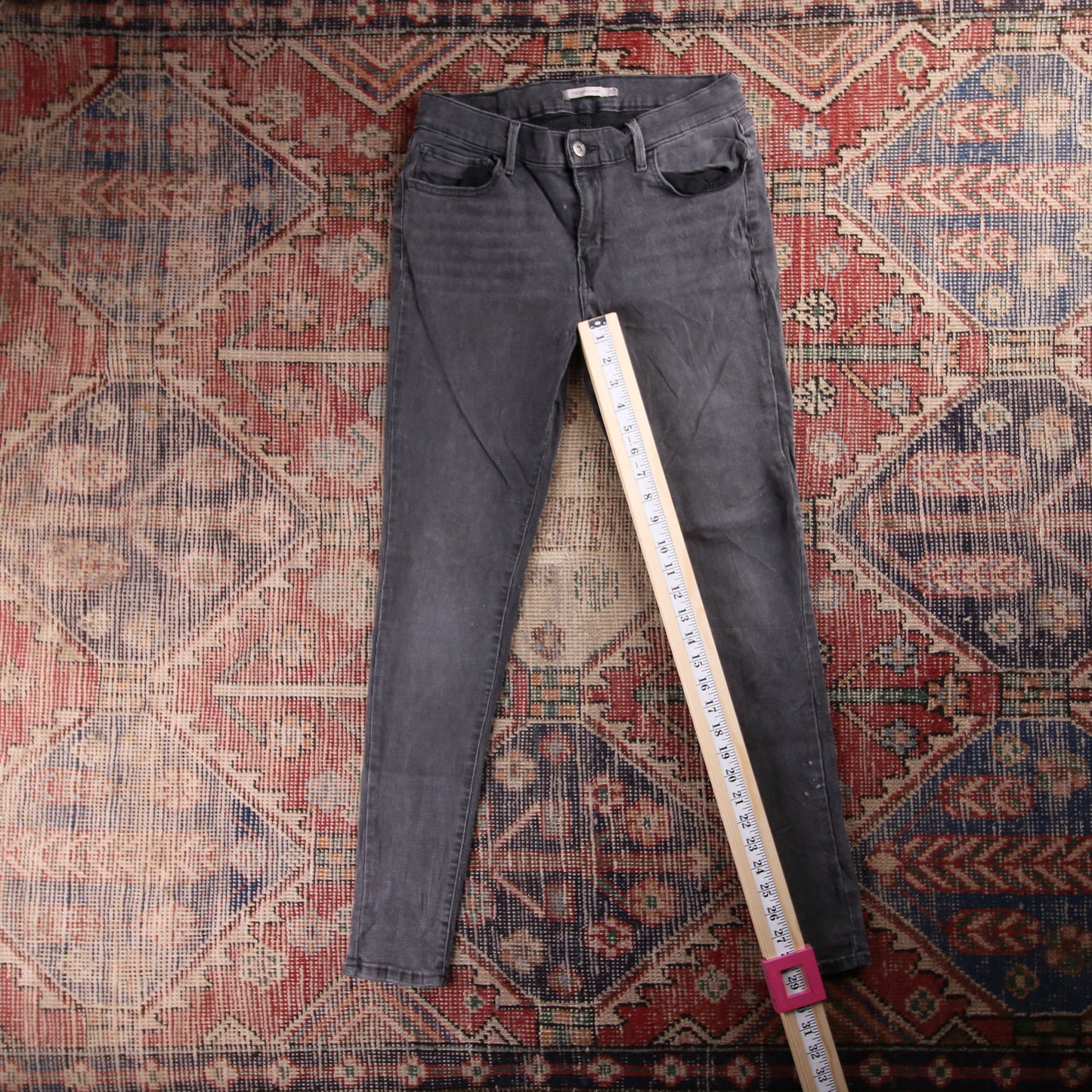 Levi's 710 Black Tab W28 L29 Super Skinny Grey Denim Jeans