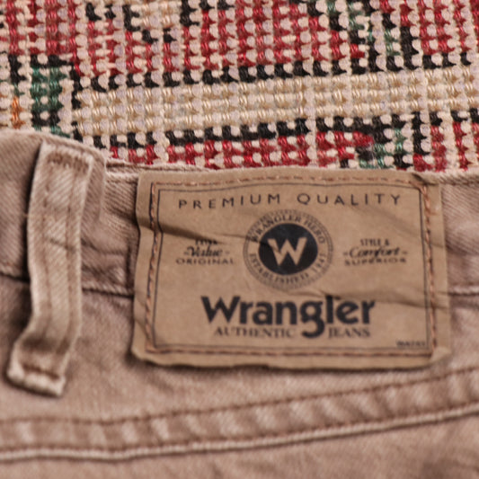 Wrangler W36 L30 Straight Leg Loose Fit Brown Denim Jeans