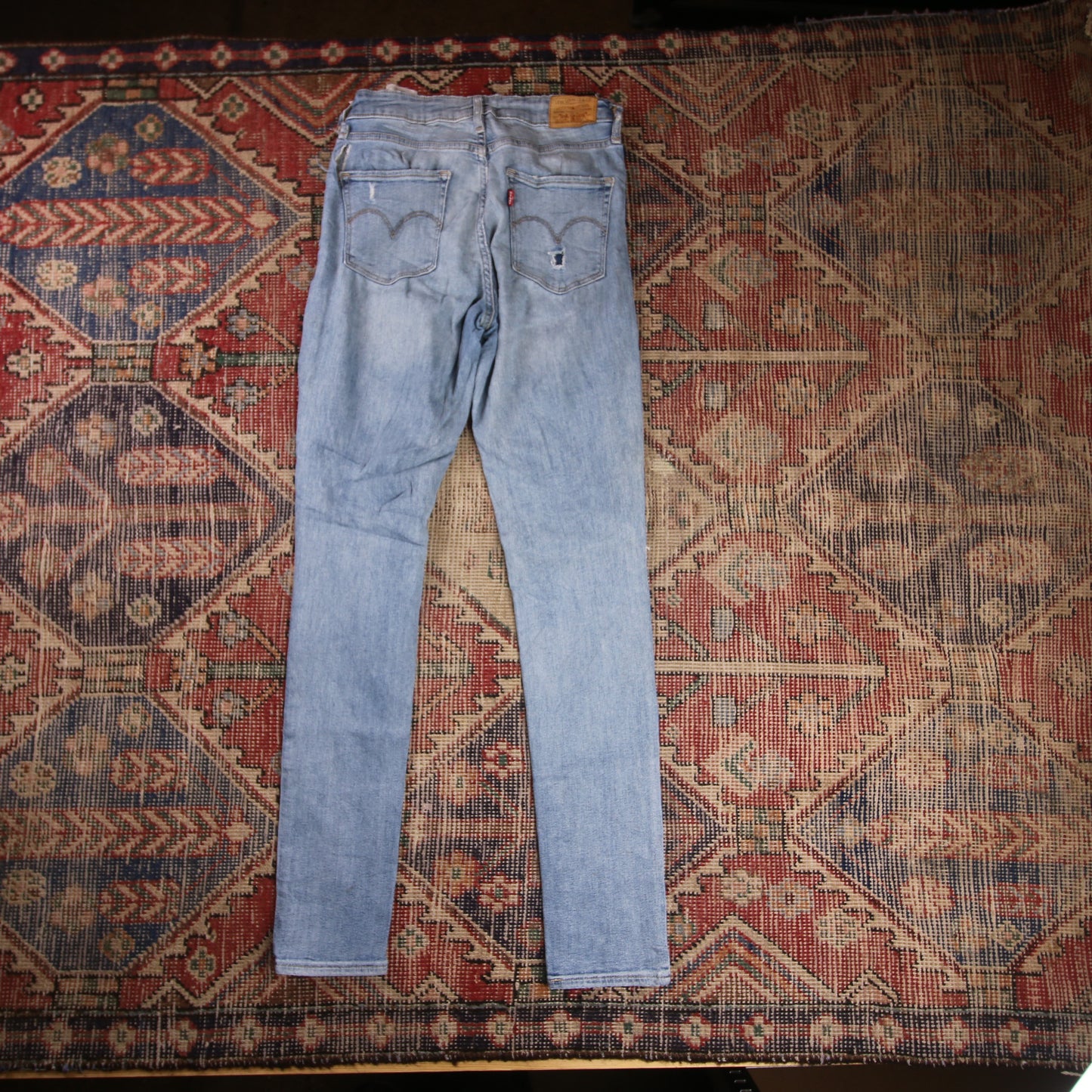 Levi's 721 W26 L30 Skinny Classic Ripped Style Blue Denim Jeans