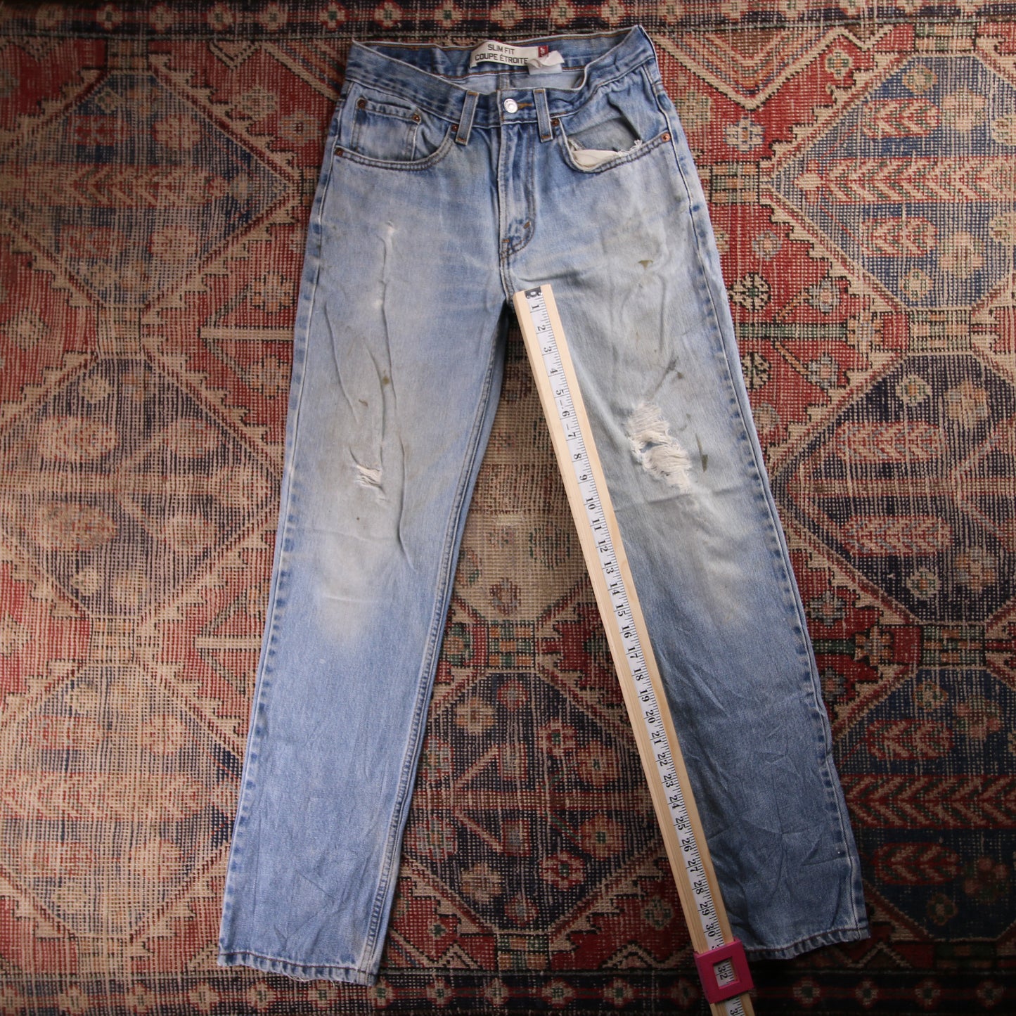 Levi's 501 Red Tab W30 L32 Original Fit Classic Ripped Style Blue Denim Jeans