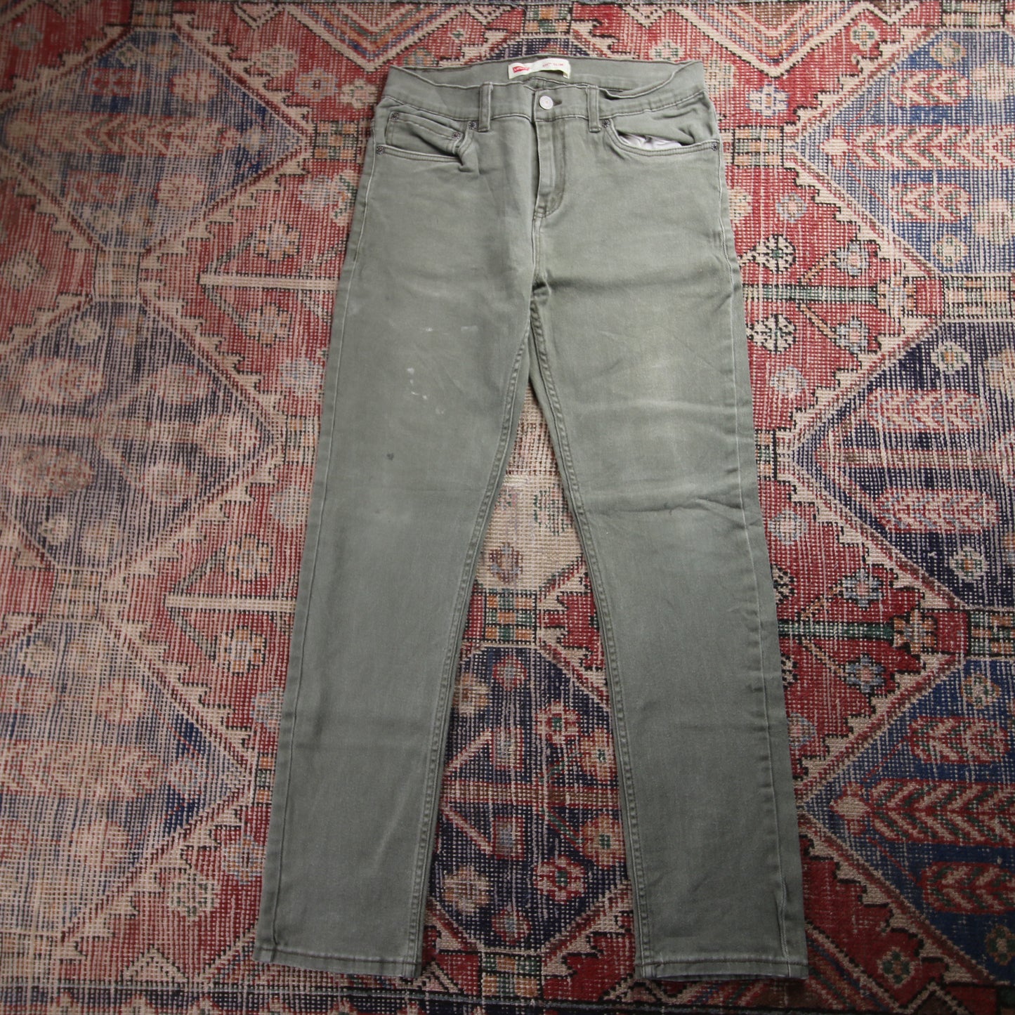 Levi's 511 White Tab W30 L29 Slim Fit Green Denim Jeans