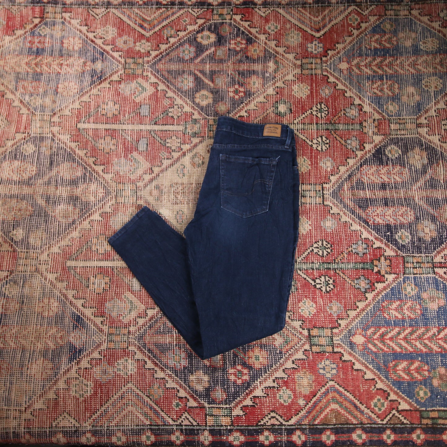 Levi's Signature W34 L28 Straight Leg Loose Fit Classic Ripped Style Blue Denim
