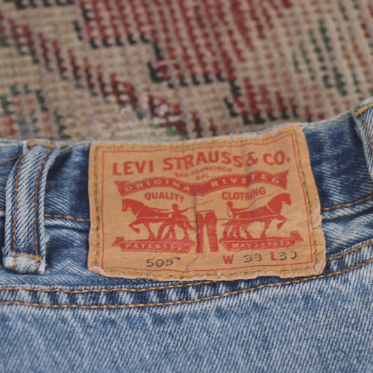 Levi's 505 W38 L30 Straight Leg Regular Fit Blue Denim Jeans
