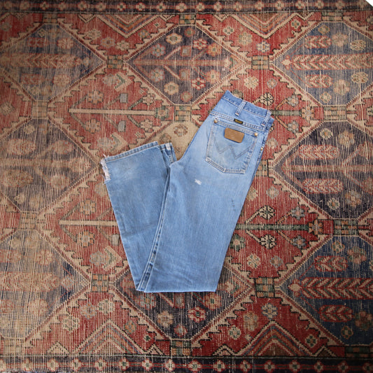 Wrangler W28 L33 Straight Leg Blue Denim Jeans