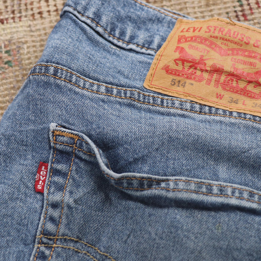 Levi's 514 W34 L32 Straight Leg Blue Denim Jeans