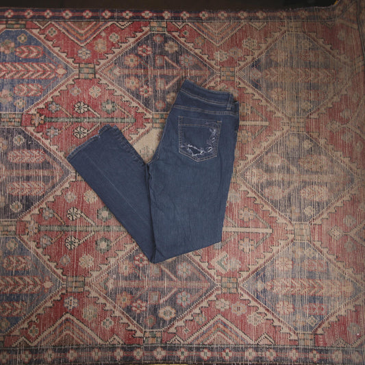 Lee W32 L30 Straight Leg Loose Fit Classic Ripped Style Blue Denim Jeans