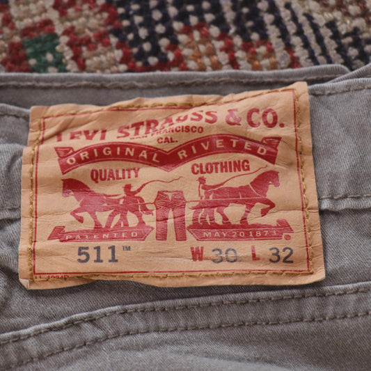 Levi's 511 Red Tab W30 L23 Slim Fit Beige Denim Jeans