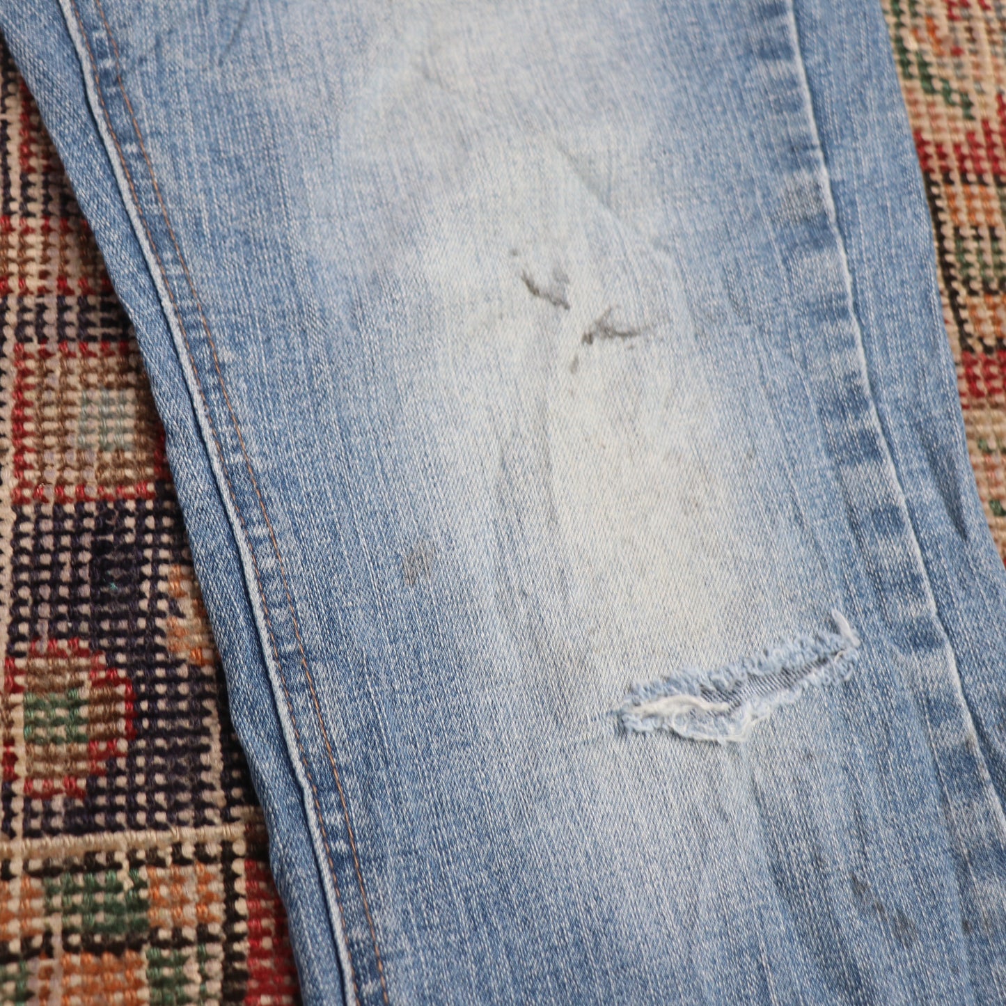 Lee W24 L28 Skinny Classic Ripped Style Blue Denim Jeans