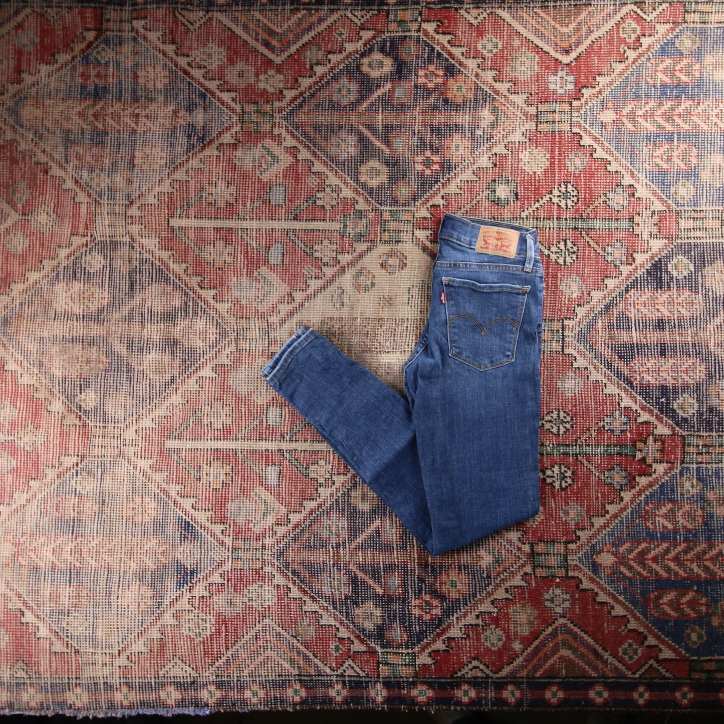 Levi's Red Tab W26 L29 Skinny Classic Ripped Style Blue Denim Jeans