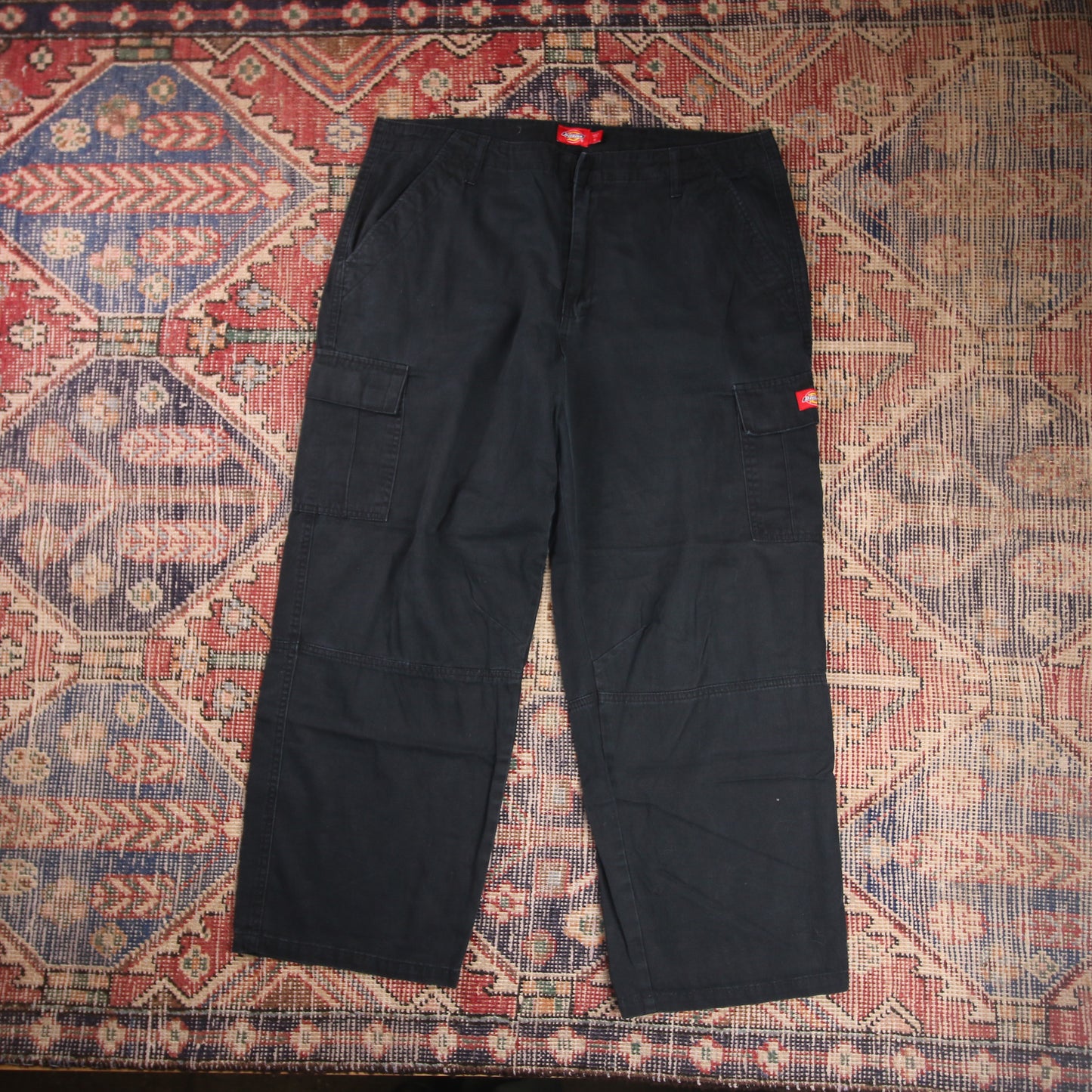 Dickies Double Knee W34 L25 Cargo Trousers Black Cotton Blend Trousers