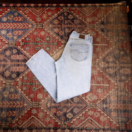 Lee W34 L32 Straight Leg Relaxed Fit Blue Denim Jeans