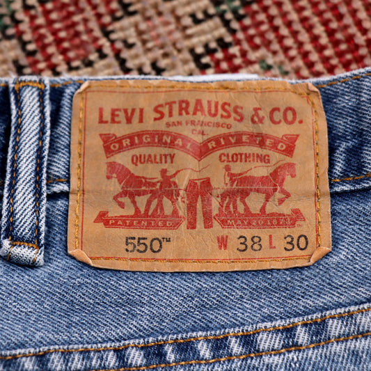 Levi's 550 W38 L28 Tapered Leg Relaxed Fit Blue Denim Jeans