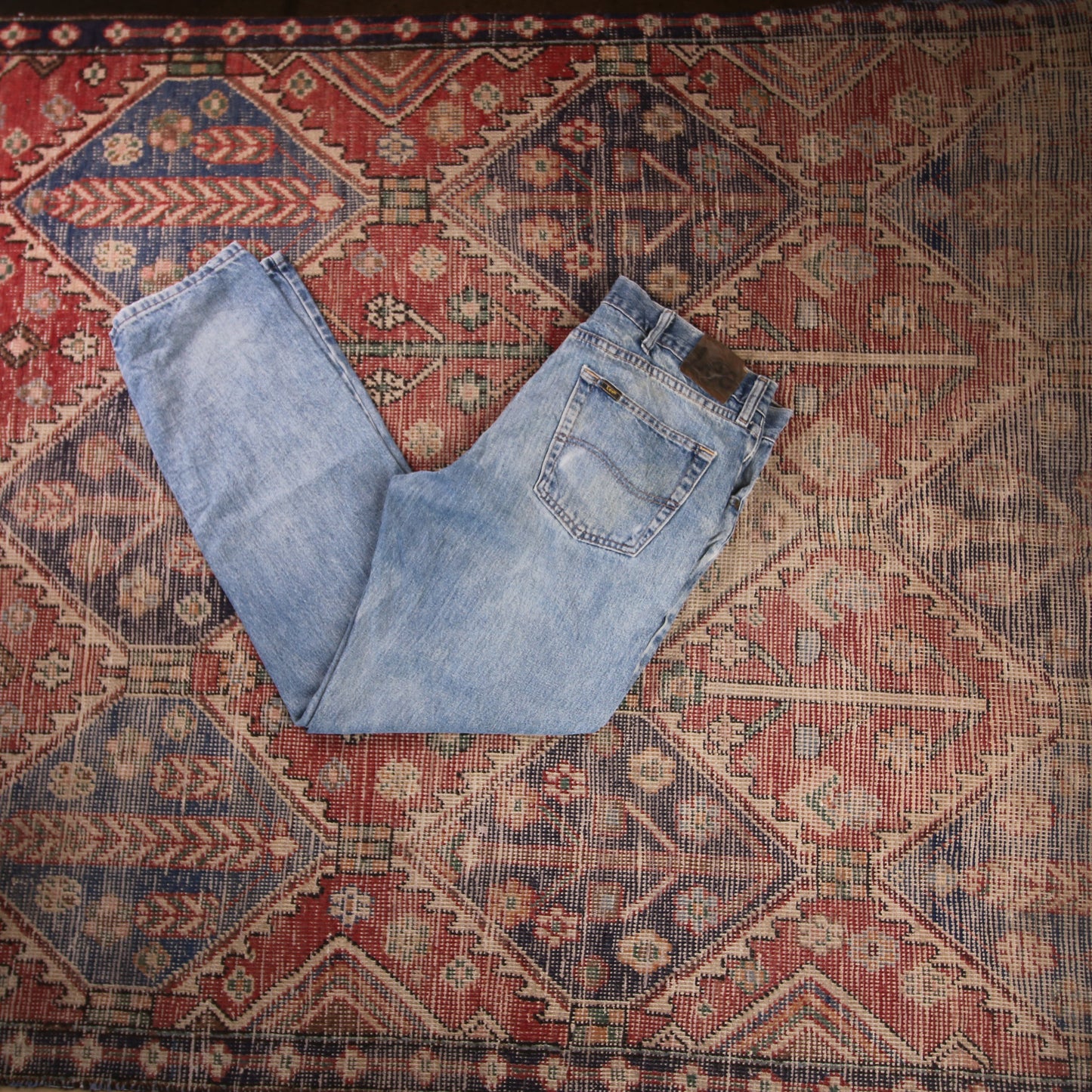 Lee W34 L32 Straight Leg Relaxed Fit Blue Denim Jeans