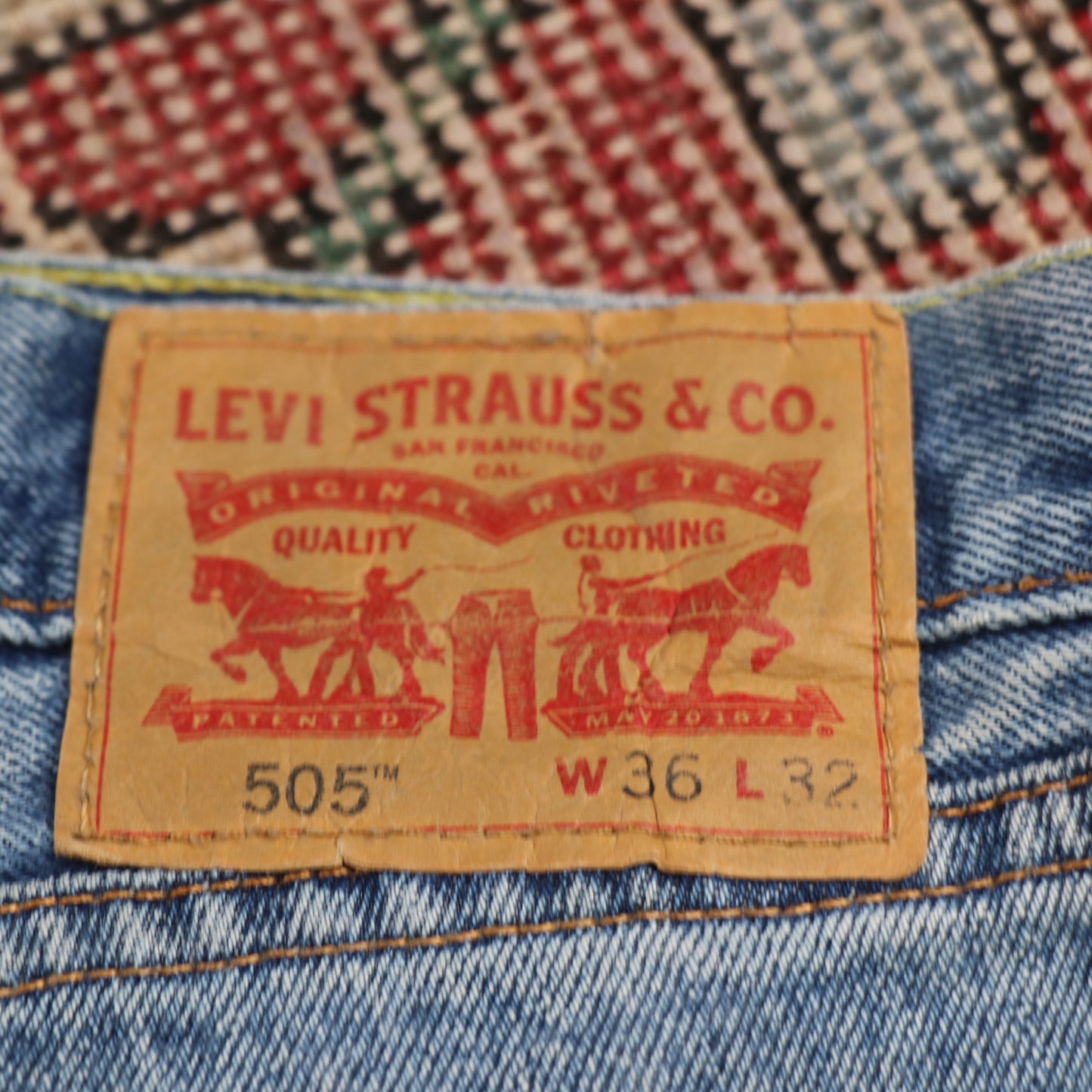 Levi's 505 W36 L31 Straight Leg Regular Fit Blue Denim Jeans