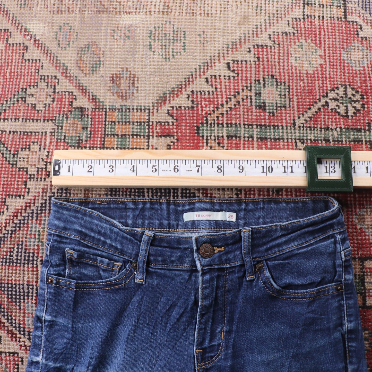 Levi's 711 Red Tab W26 L28 Skinny Blue Denim Jeans
