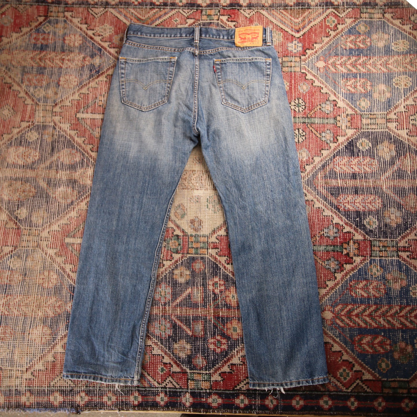 Levi's 505 W34 L28 Straight Leg Regular Fit Blue Denim Jeans