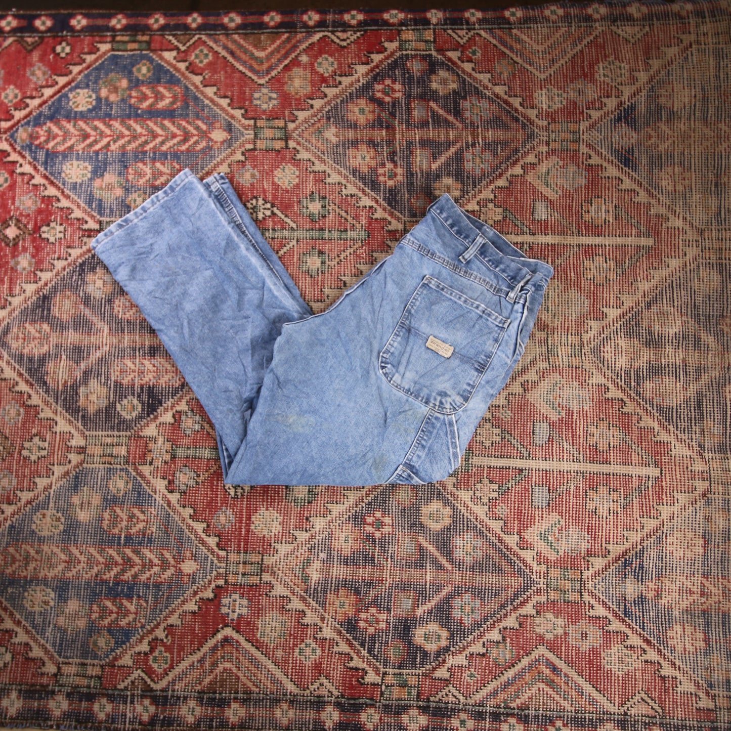 Wrangler W36 L29 Carpenter Classic Ripped Style Blue Denim Jeans