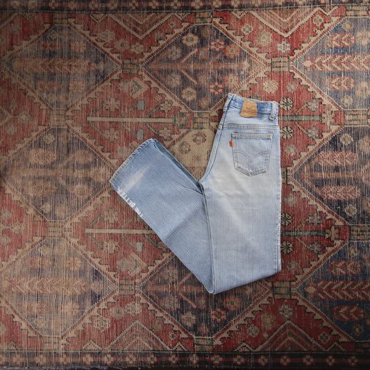 Levi's 501 Orange Tab W26 L34 Original Fit Blue Denim Jeans
