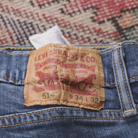 Levi's 514 W32 L30 Straight Leg Classic Ripped Style Blue Denim Jeans