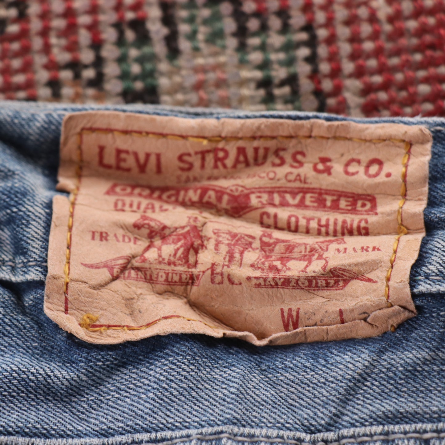 Levi's 506 Red Tab W34 L34 Straight Leg Classic Ripped Style Blue Denim Jeans