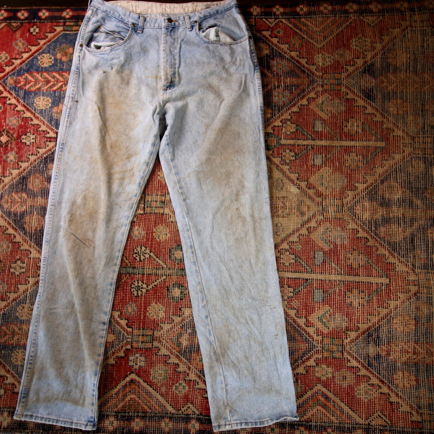 Wrangler W34 L34 Straight Leg Relaxed Fit Blue Denim Jeans