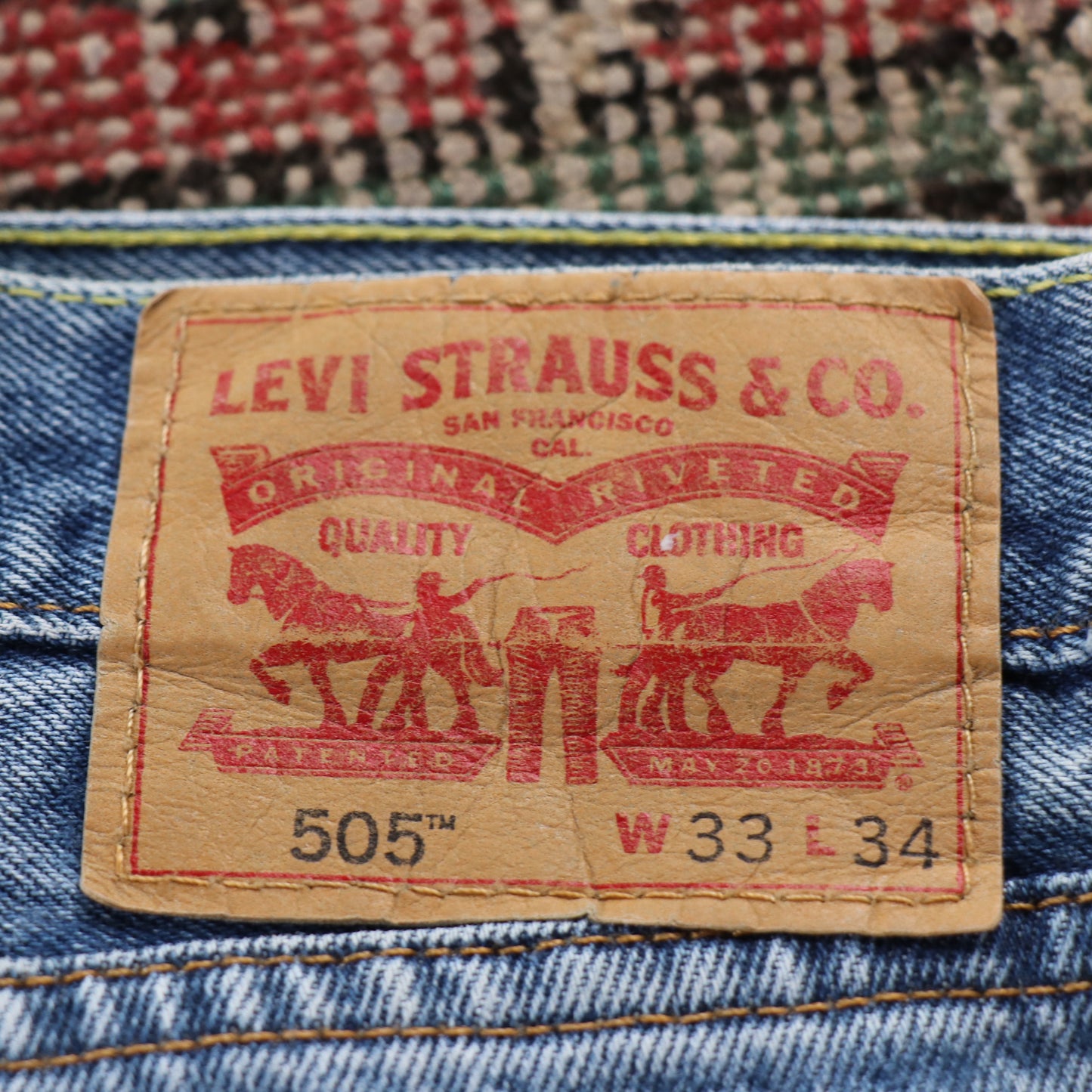 Levi's 505 Red Tab W32 L33 Straight Leg Regular Fit Blue Denim Jeans