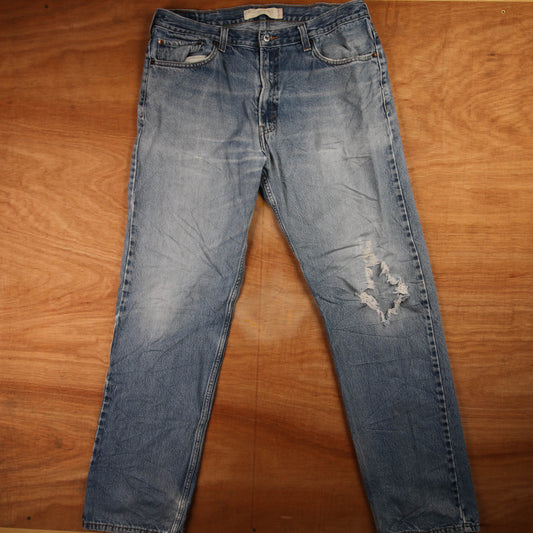Levi's 550 Red Tab W38 L34 Tapered Leg Relaxed Fit Classic Ripped Style Blue Den