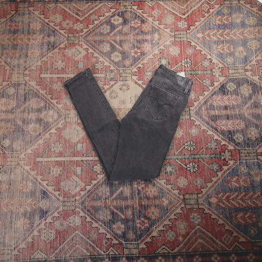 Levi's 711 W30 L31 Skinny Classic Ripped Style Black Denim Jeans