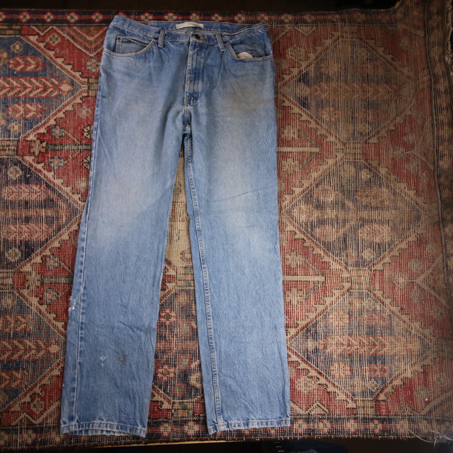 Lee W36 L32 Straight Leg Blue Denim Jeans