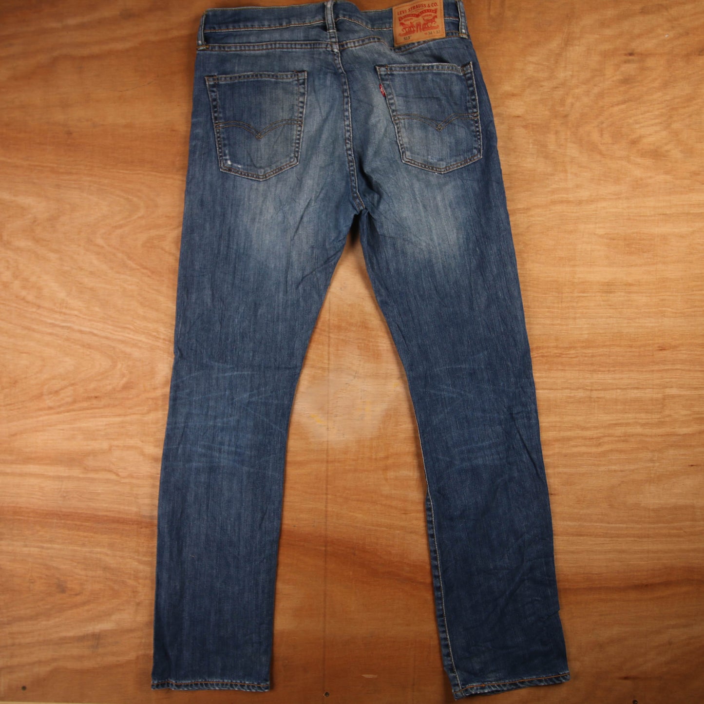 Levi's 513 Red Tab W34 L32 Straight Leg Slim Fit Blue Denim Jeans
