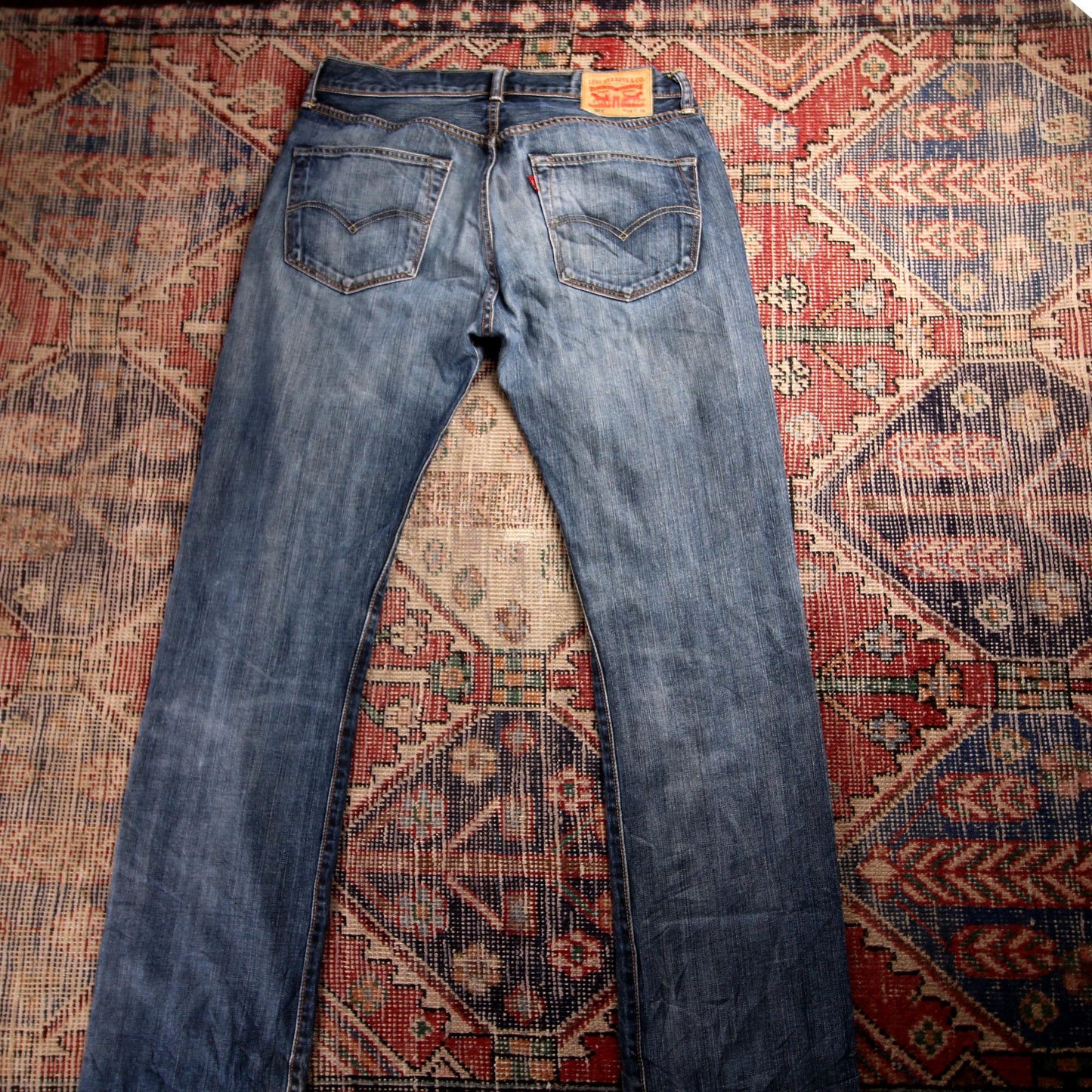 Levi's 501 W32 L34 Original Fit Classic Ripped Style Blue Denim Jeans