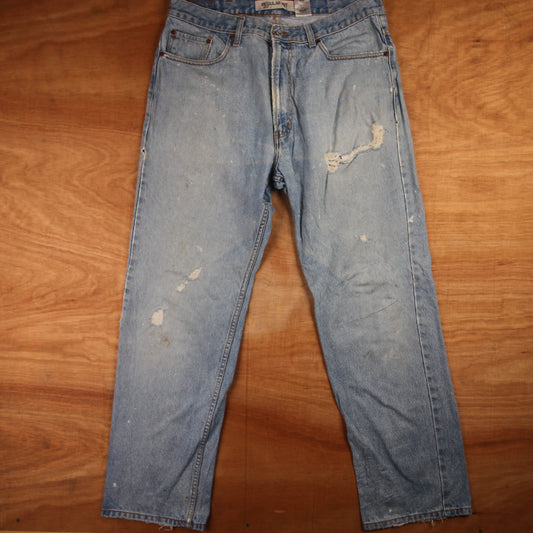 Levi's 505 Red Tab W38 L32 Straight Leg Regular Fit Classic Ripped Style Blue De