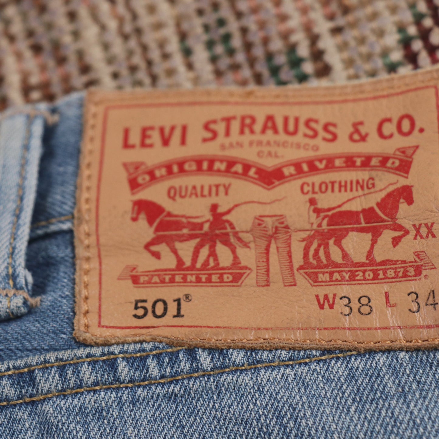 Levi's 501 W38 L34 Original Fit Blue Denim Jeans