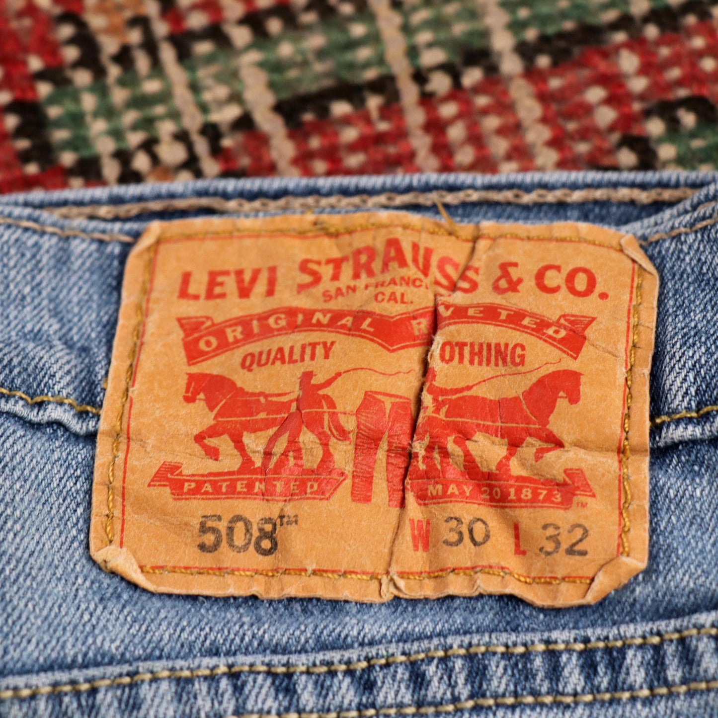 Levi's 508 W30 L30 Tapered Leg Regular Fit Classic Ripped Style Blue Denim Jeans