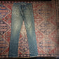 Levi's 511 W32 L34 Slim Fit Classic Ripped Style Green Denim Jeans