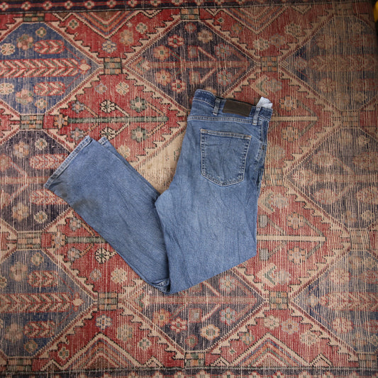 Wrangler W40 L30 Straight Leg Regular Fit Blue Denim Jeans