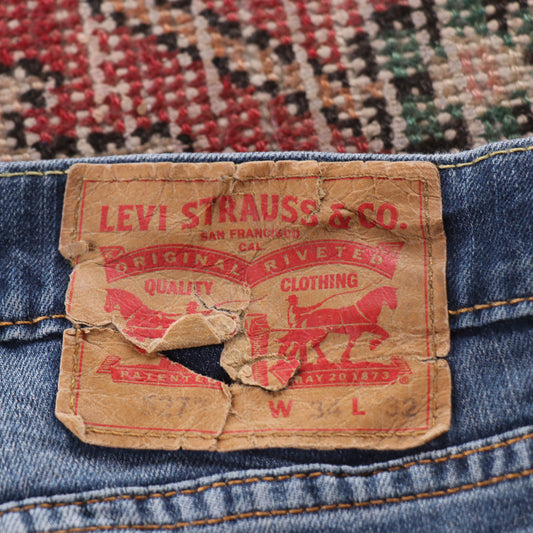 Levi's 505 Red Tab W34 L31 Straight Leg Regular Fit Classic Ripped Style Blue De