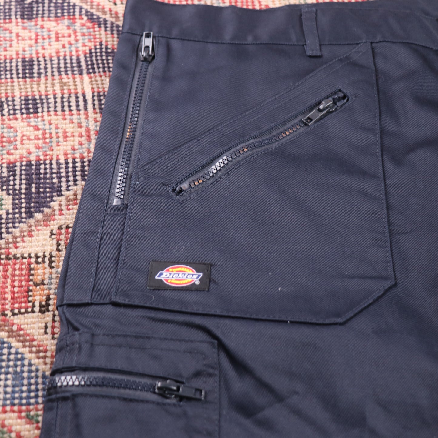 Dickies Double Knee W44 L30 Cargo Navy Cotton Blend Trousers