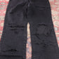 Levi's 505 W28 L31 Straight Leg Regular Fit Classic Ripped Style Black Denim Jea