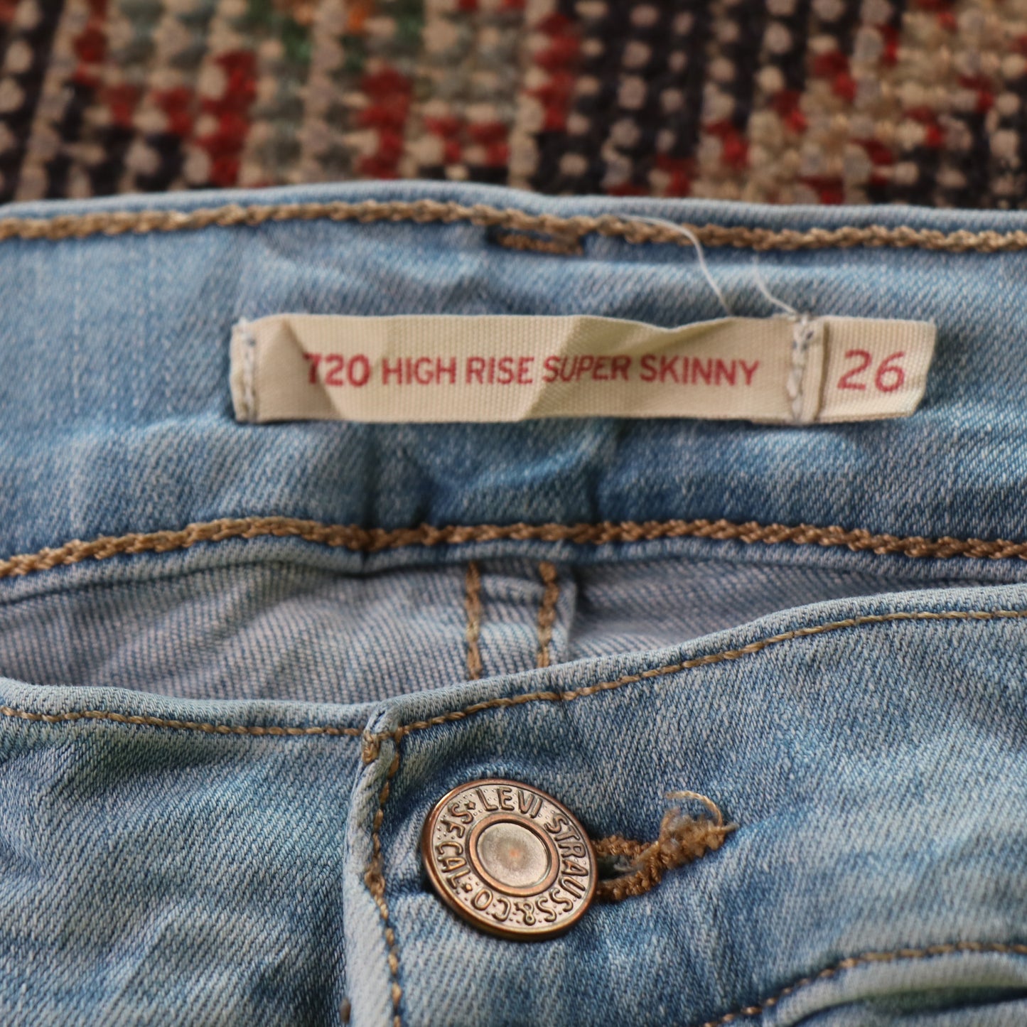 Levi's 720 Red Tab W26 L27 Super Skinny Blue Denim Jeans