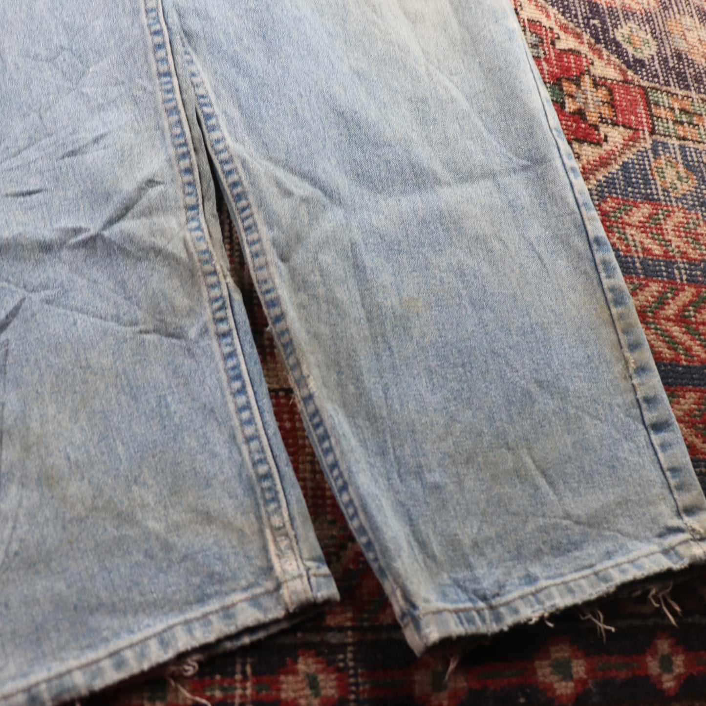 Wrangler W44 L29 Baggy Classic Ripped Style Blue Denim Jeans
