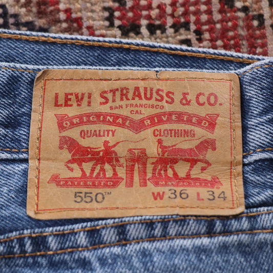 Levi's 550 Red Tab W36 L32 Tapered Leg Relaxed Fit Blue Denim Jeans