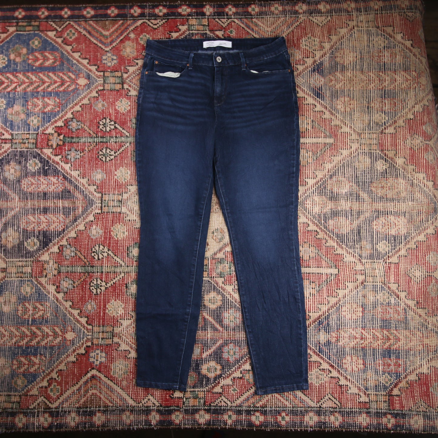 Levi's Signature W34 L28 Straight Leg Loose Fit Classic Ripped Style Blue Denim
