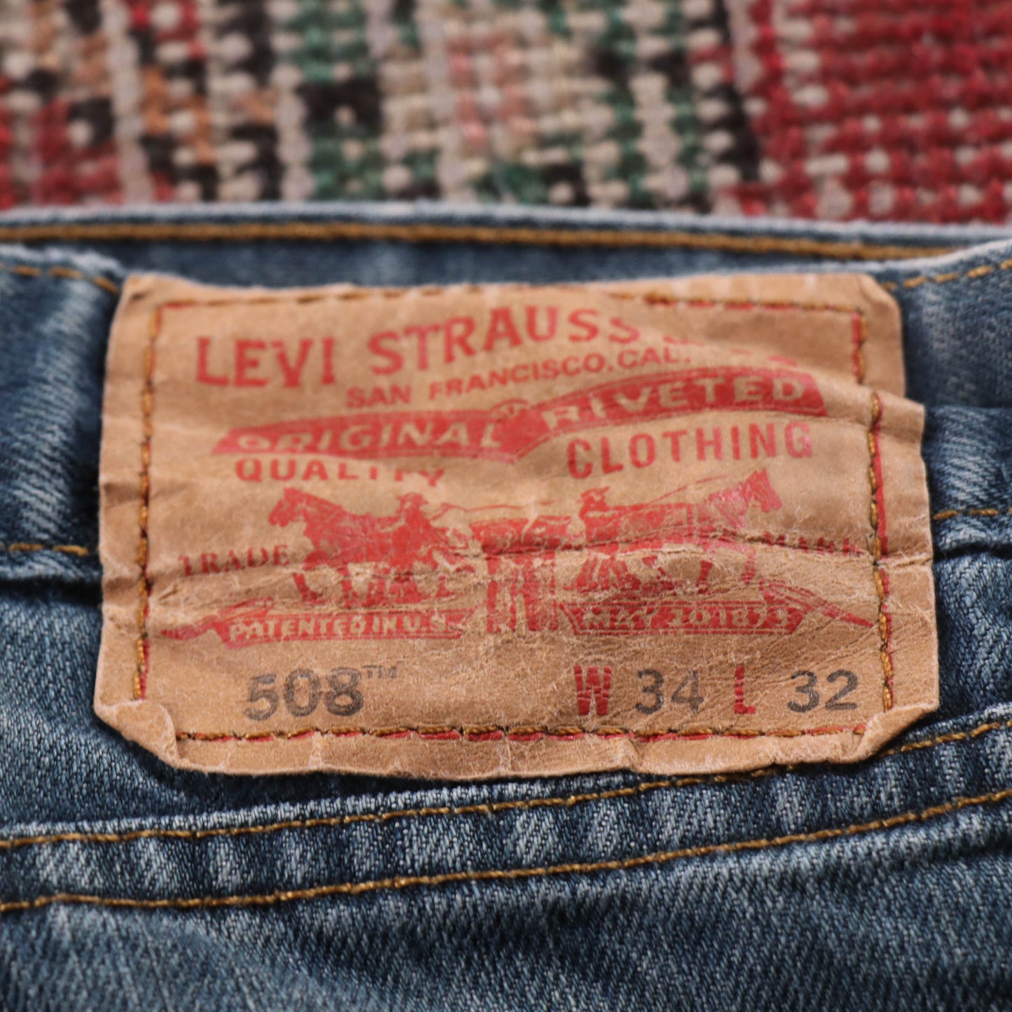 Levi's 508 Red Tab W34 L30 Tapered Leg Regular Fit Blue Denim Jeans