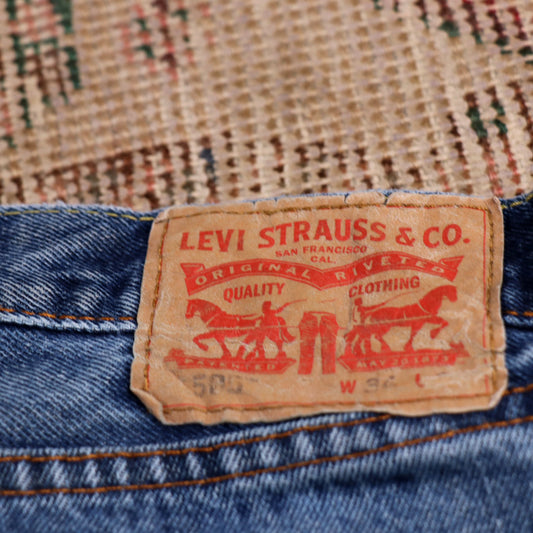 Levi's 505 W34 L32 Straight Leg Regular Fit Blue Denim Jeans