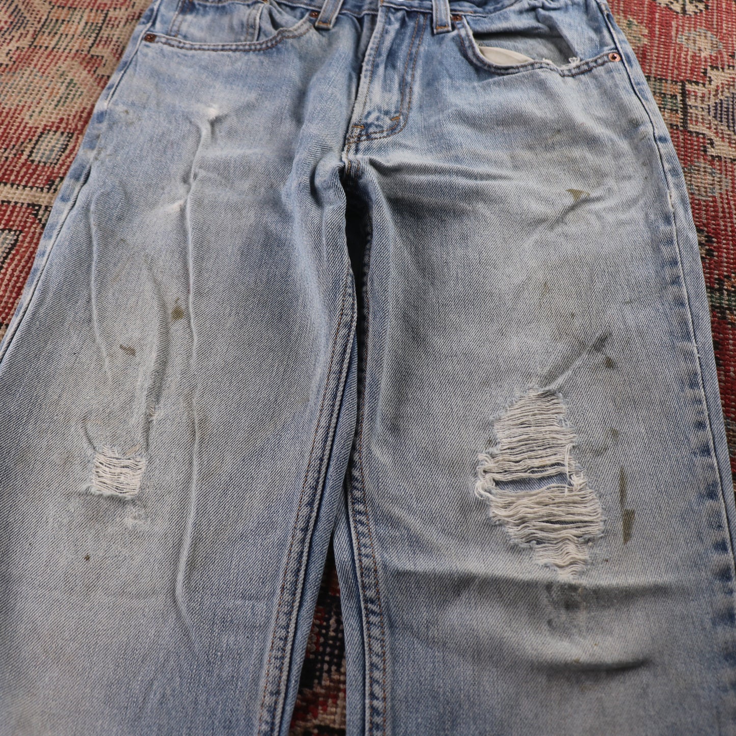 Levi's 501 Red Tab W30 L32 Original Fit Classic Ripped Style Blue Denim Jeans