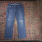 Lee W36 L29 Straight Leg Classic Ripped Style Blue Denim Jeans