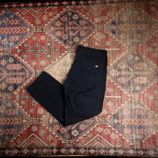 Dickies W36 L29 Straight Leg Black Cotton Blend Trousers
