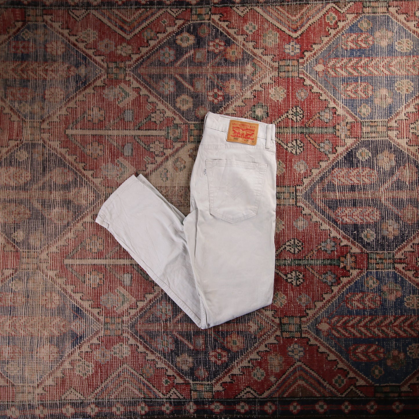 Levi's 502 White Tab W30 L29 Tapered Leg Regular Fit White Denim Jeans
