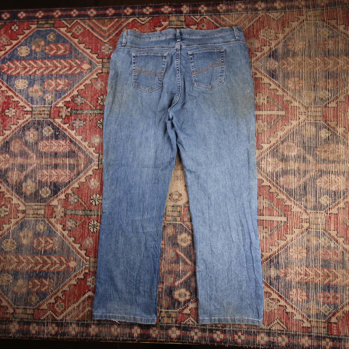 Lee W36 L27 Straight Leg Loose Fit Blue Denim Jeans